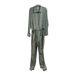 ABS ALLEN SCHWARTZ Utility Jumpsuit Army Green Roll Tab Sleeve Waist Belt SIZE L